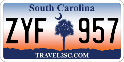 SC license plate ZYF957