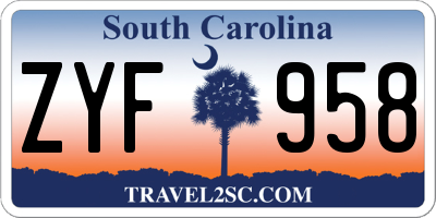 SC license plate ZYF958
