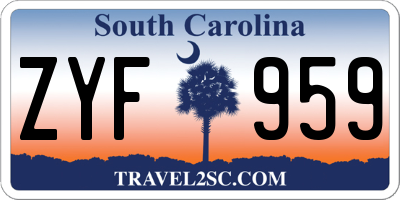 SC license plate ZYF959