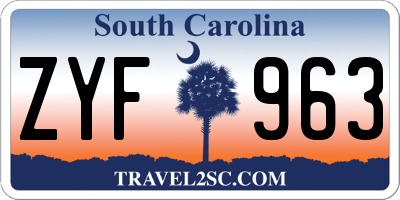 SC license plate ZYF963