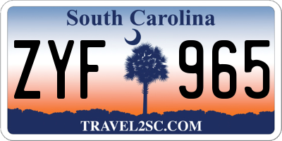 SC license plate ZYF965