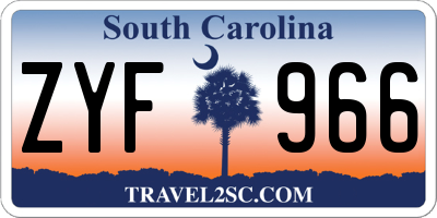 SC license plate ZYF966