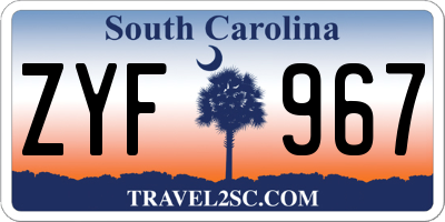 SC license plate ZYF967