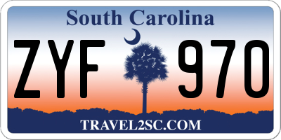 SC license plate ZYF970