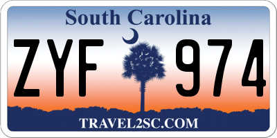 SC license plate ZYF974