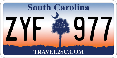 SC license plate ZYF977