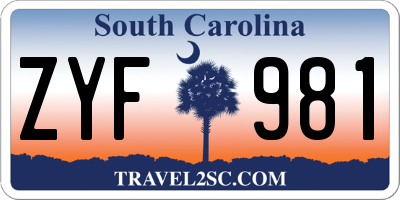 SC license plate ZYF981