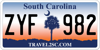 SC license plate ZYF982