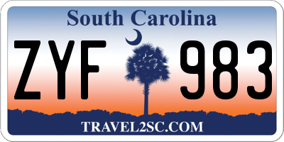 SC license plate ZYF983