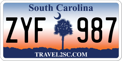 SC license plate ZYF987