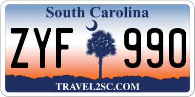 SC license plate ZYF990