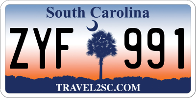 SC license plate ZYF991