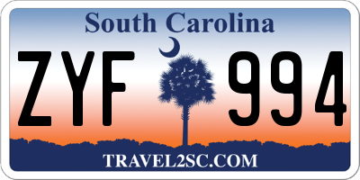 SC license plate ZYF994
