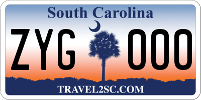SC license plate ZYG000