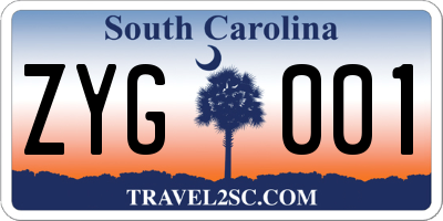 SC license plate ZYG001