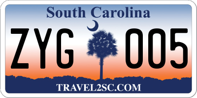 SC license plate ZYG005