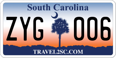 SC license plate ZYG006