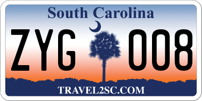 SC license plate ZYG008