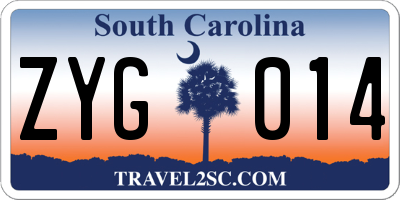 SC license plate ZYG014