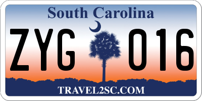 SC license plate ZYG016