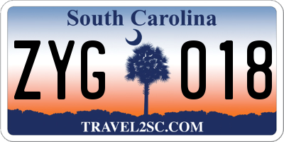 SC license plate ZYG018
