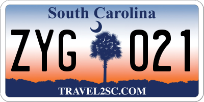 SC license plate ZYG021