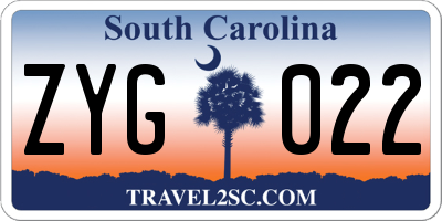 SC license plate ZYG022