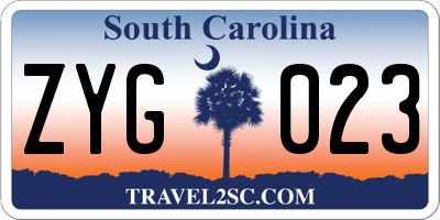 SC license plate ZYG023
