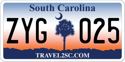 SC license plate ZYG025