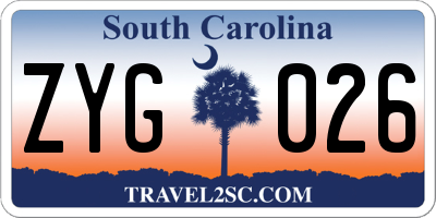 SC license plate ZYG026