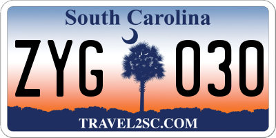 SC license plate ZYG030