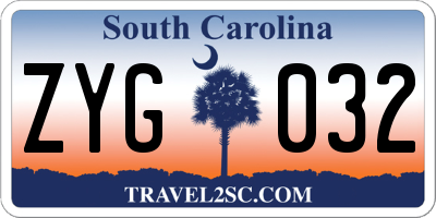 SC license plate ZYG032