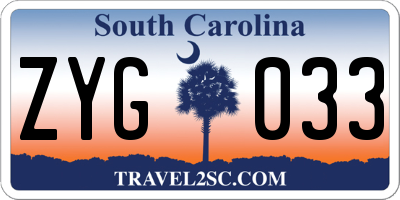 SC license plate ZYG033