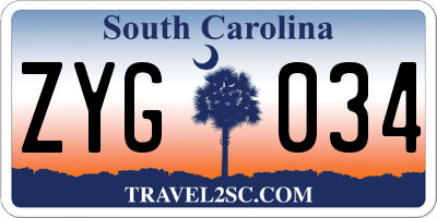 SC license plate ZYG034