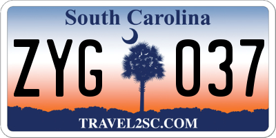 SC license plate ZYG037