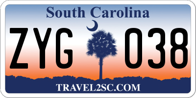 SC license plate ZYG038