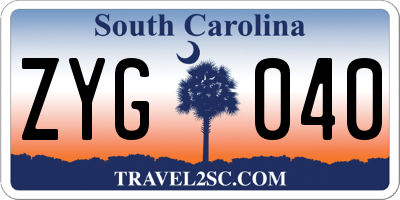 SC license plate ZYG040