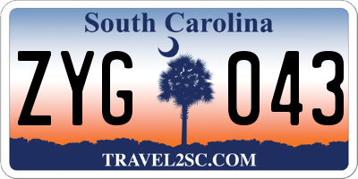 SC license plate ZYG043