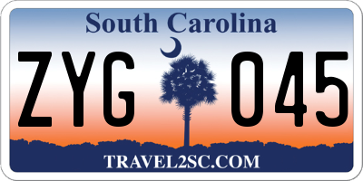 SC license plate ZYG045