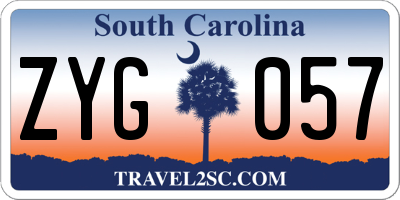 SC license plate ZYG057