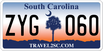 SC license plate ZYG060