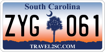 SC license plate ZYG061