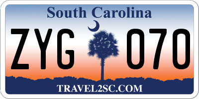 SC license plate ZYG070