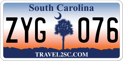 SC license plate ZYG076