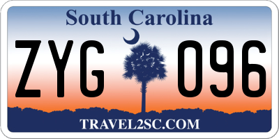 SC license plate ZYG096
