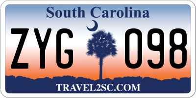 SC license plate ZYG098