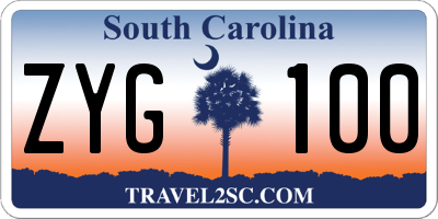 SC license plate ZYG100