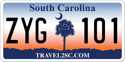 SC license plate ZYG101