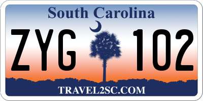 SC license plate ZYG102