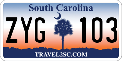 SC license plate ZYG103